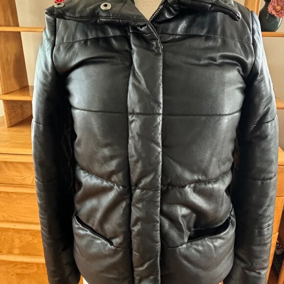 WOMEN'S ZARA COLLECTION LAMB BLACK PUFFER COAT/JACKET ORIG. $159 SZ S EUC - Picture 8 of 8